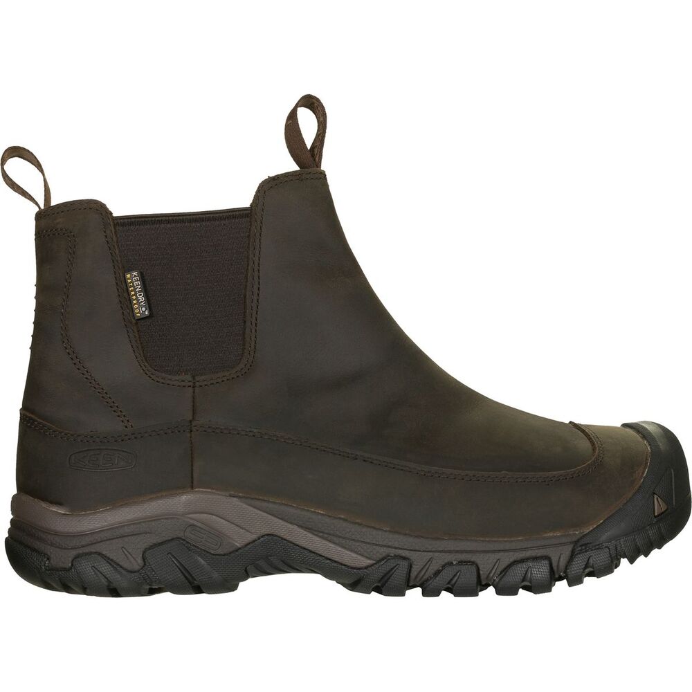 USED KEEN Men's Anchorage Pull On Insulated Snow Boots, Dark Earth/Mulch, 7.5 US